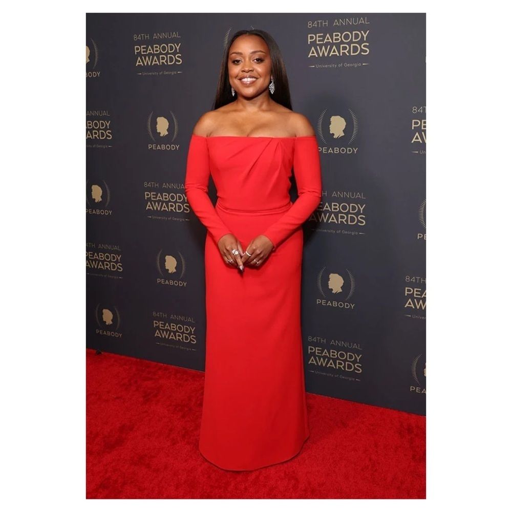 Carolina Herrera Red Off Shoulder Gown Maxi Long Sleeve 0 Formal Wedding NWT - Picture 3 of 16